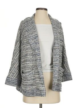 Splendid Heathered Gray Open-Front Shawl Collar Cardigan